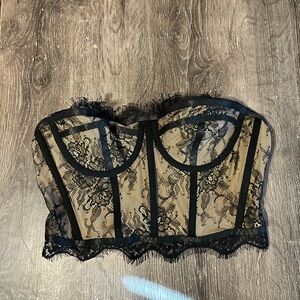 Black Lace Bustier Top